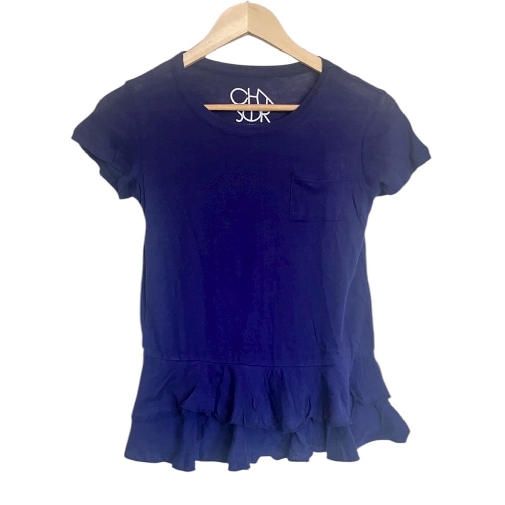 NWT Chaser Brand Blue Ruffle Shirt